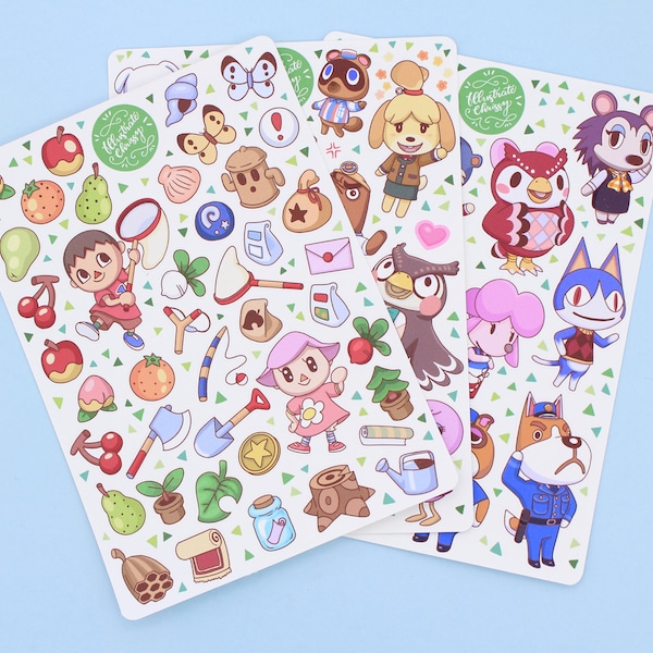 Animal Crossing Sticker Pack - Nintendo Stickers - Cute Animal Crossing Stickers - Cute Video Game Stickers - Cute Sticker Sheets - Cartoon