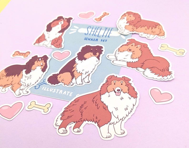 Dog Stickers Shetland Sheepdog Stickers Sheltie Sticker Set