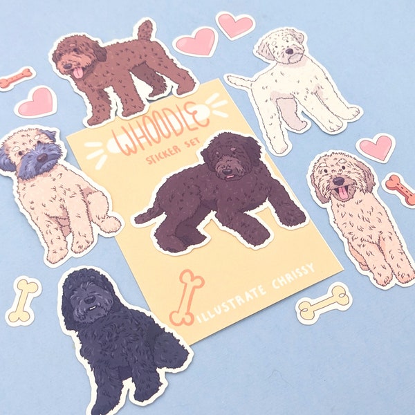 Whoodle Sticker Set - Cute Dog Stickers