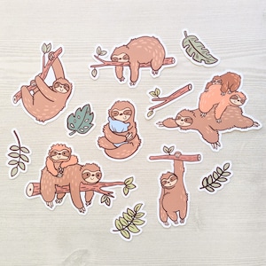 Sloth Stickers - Cute Sloth Sticker Set - Sticker Pack - Cute Stickers
