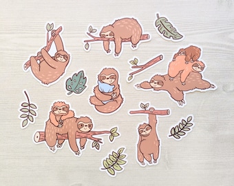 Sloth Stickers - Cute Sloth Sticker Set - Sticker Pack - Cute Stickers