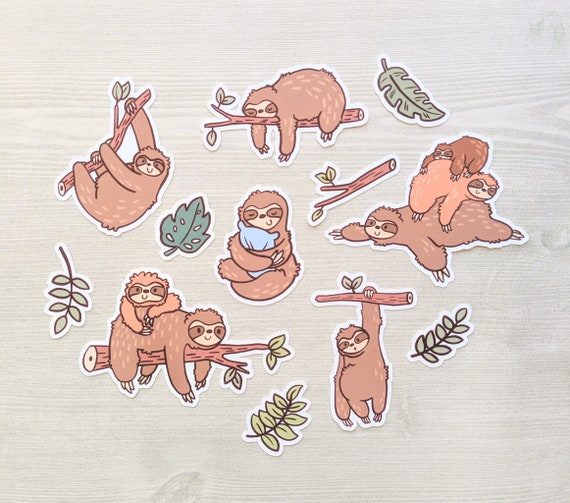 Sloth Stickers - Cute Sloth Sticker Set - Sticker Pack - Cute Stickers