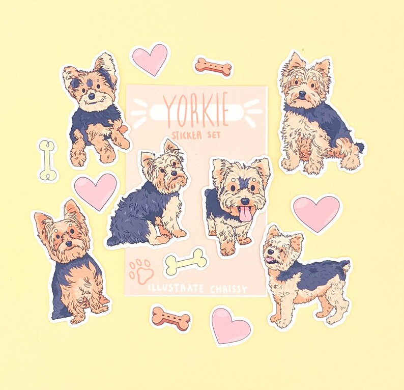 Yorkie Stickers Yorkshire Terrier Dog Breed Sticker Set Etsy