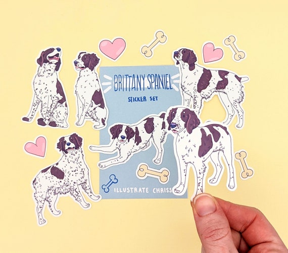 Brittany Spaniel Stickers - Liver Brittany Spaniel - Cute Spaniel Stickers - Cute Dog Stickers