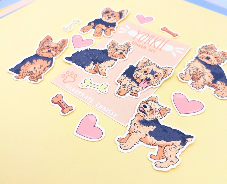 Yorkie Stickers Yorkshire Terrier Dog Breed Sticker Set Etsy
