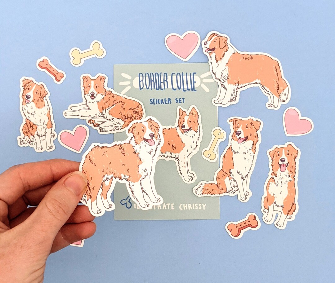 Gold Border Collie Sticker Set Cute Dog Sticker Pack - Etsy