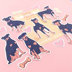 German Pinscher Sticker Set - Black and Tan - Natural Ear - Cute Stickers - Clipped Pinscher