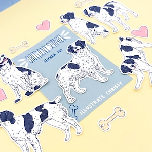 Brittany Spaniel Stickers - Black and White Brittany - Cute Spaniel Stickers - Cute Dog Stickers