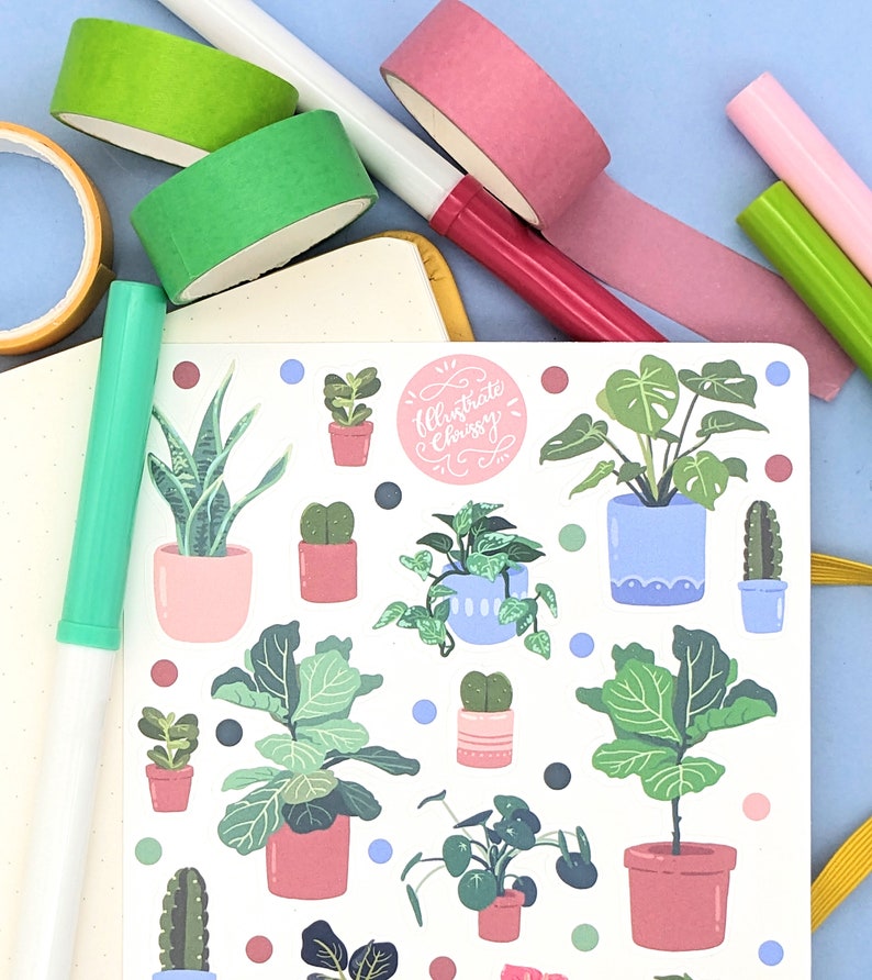 Houseplant Sticker Sheet Potted Houseplant Stickers imagem 2