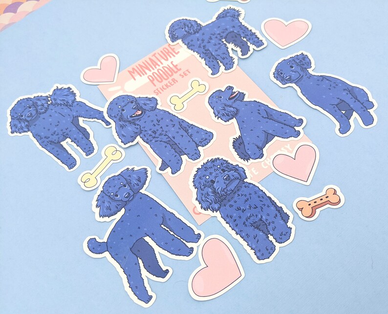 Miniature Poodle Stickers Cute Dog Sticker Set Black Mini Etsy