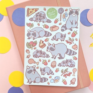 Raccoon Sticker Sheet - Cute Animal Stickers - Planner Journal Stickers - Trash Panda