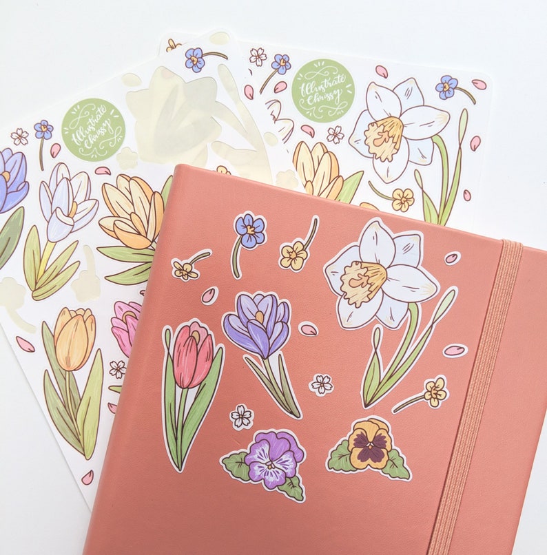 Spring Flower Sticker Sheet Cute Sticker Sheet Pretty - Etsy