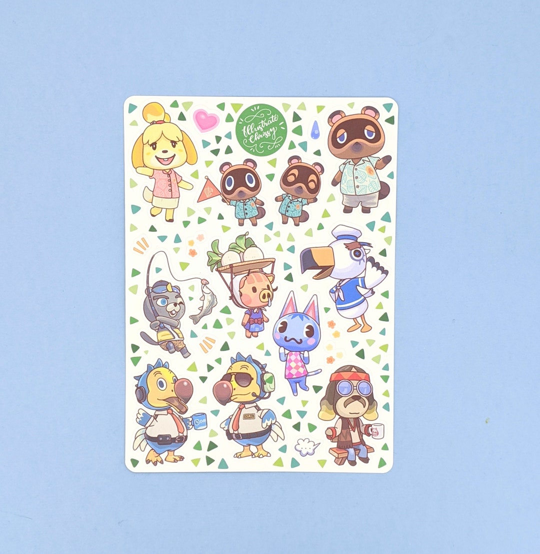 Animal Crossing New Horizons Sticker Sheet Isabelle Tom Nook Island