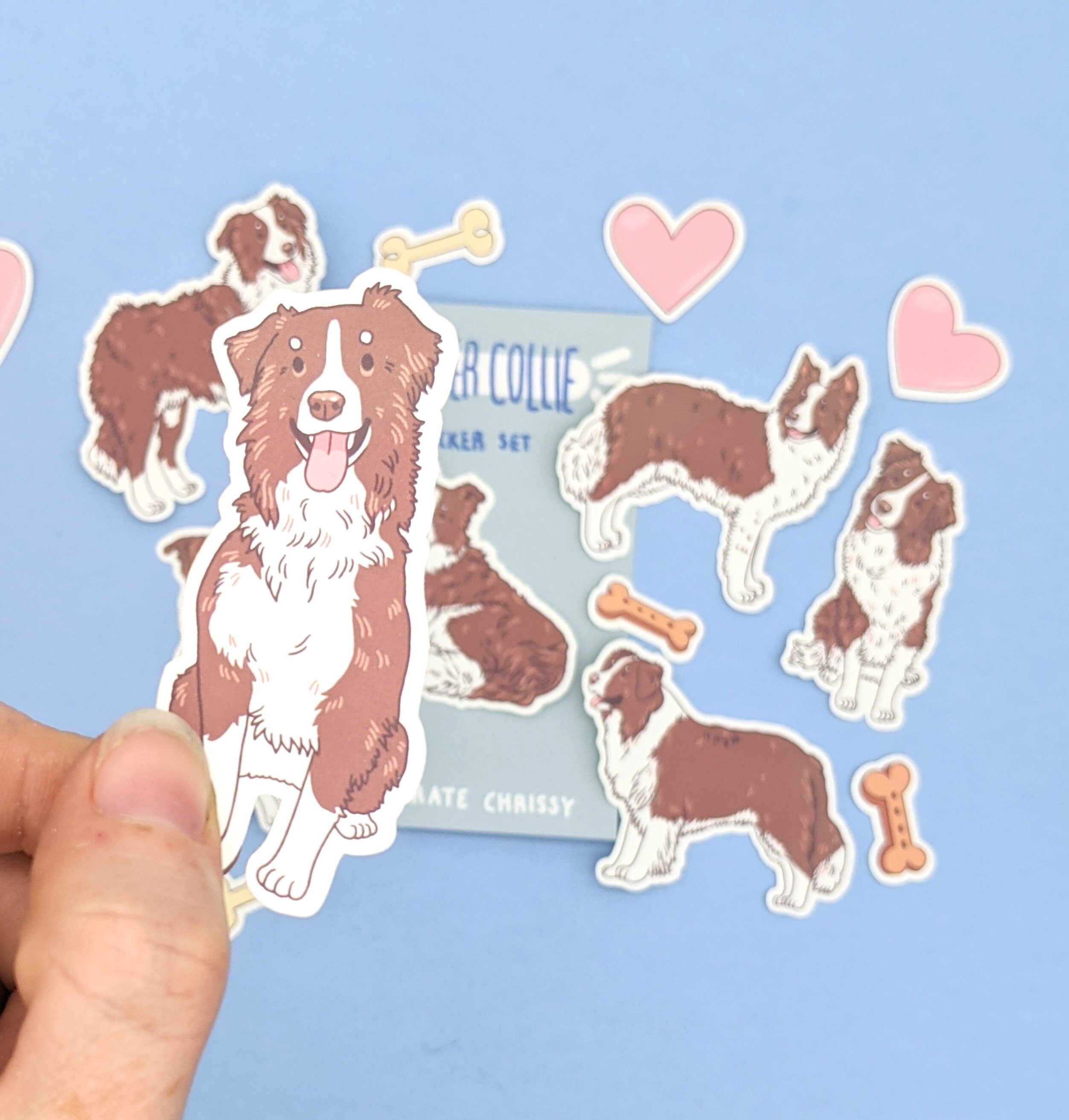 Brown Border Collie Sticker Set Cute Dog Sticker Pack - Etsy UK