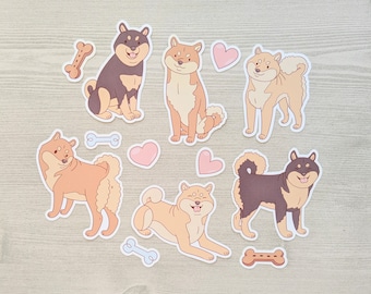Pegatinas de Shiba Inu - Juego de pegatinas de perros