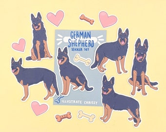 Bicolor German Shepherd Sticker Set - Dog Stickers - Black and Tan
