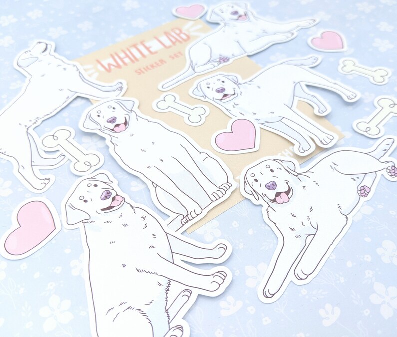 Pink Lab Stickers White Lab Stickers - Cute Dog Stickers - Labrador Retriever Stickers - Etsy