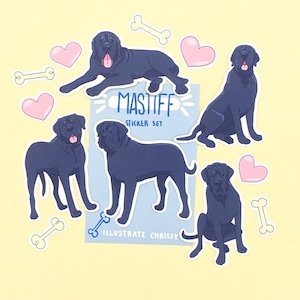 Schwarze Mastiff Aufkleber - Wasserdichte Hundeaufkleber
