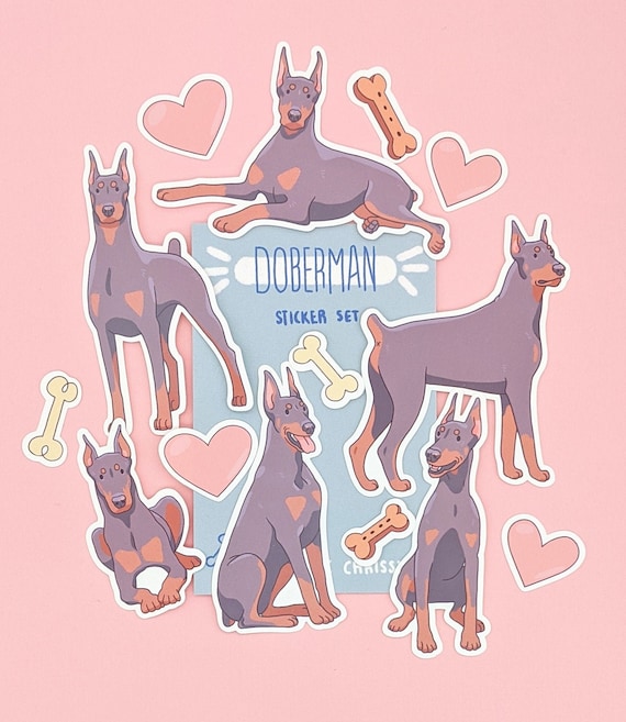 Fawn Doberman Pinscher Stickers Cute Dog Stickers Etsy