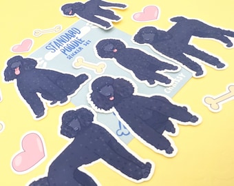 Standard Black Poodle Stickers - Sticker Set