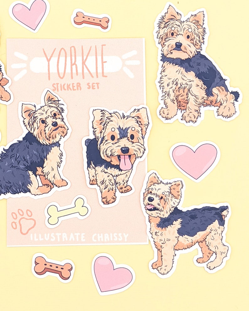 Yorkie Stickers Yorkshire Terrier Dog Breed Sticker Set Etsy