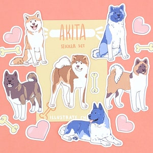 Akita Sticker Set - Waterproof Sticker Set
