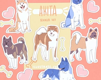 Akita Sticker Set - Waterproof Sticker Set