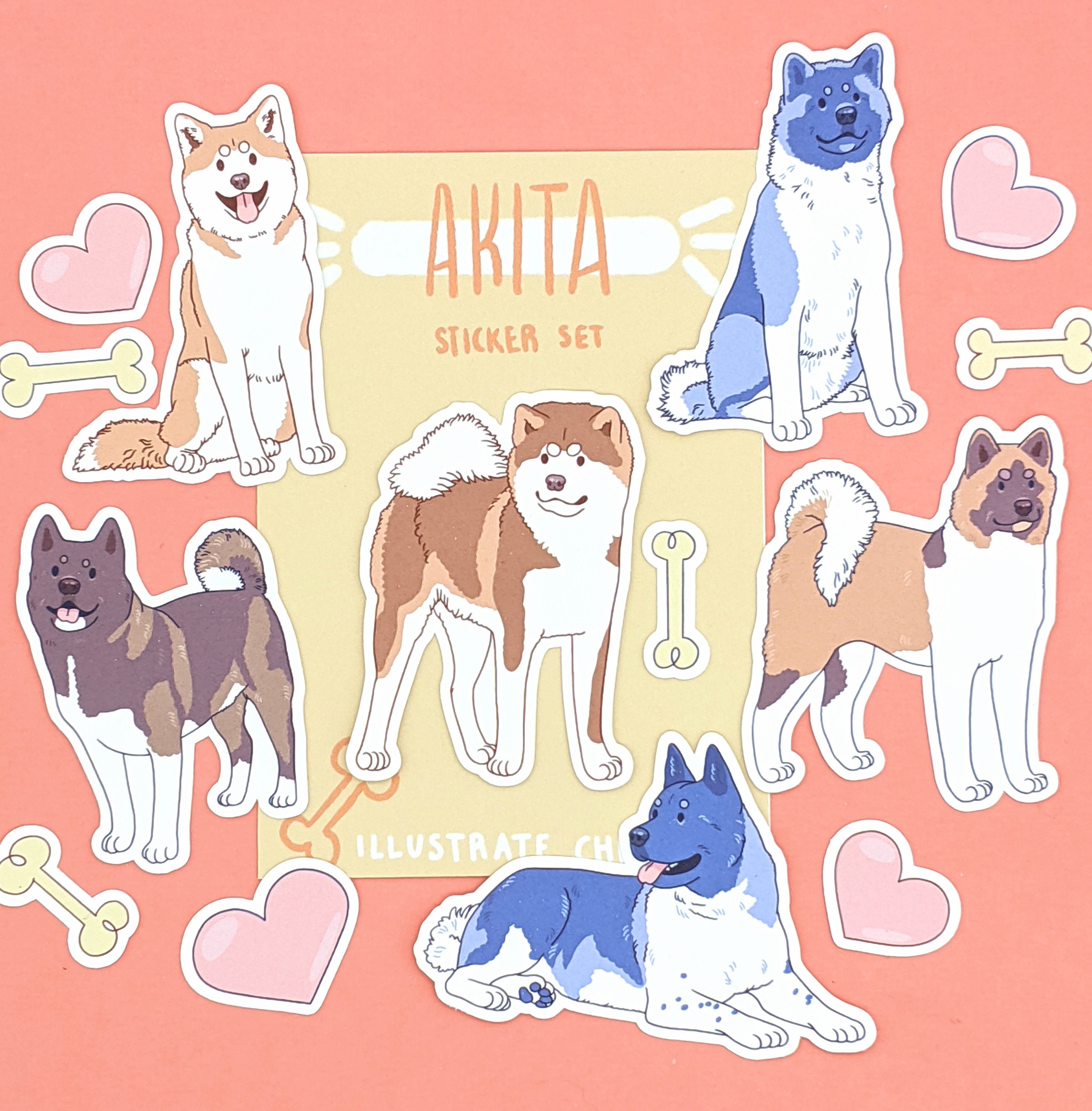 American Akita Sticker, Cute Puppy Dog Gift, Pet Stickers for Laptop, Fun Dog  Stickers for Kids, Waterproof Doggie Stickers 