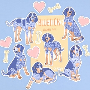 Bluetick Coonhound Aufkleber - Süßes Hunde Sticker Set