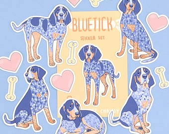Bluetick Coonhound Stickers - Cute Dog Sticker Set