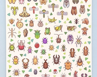 Animal Crossing Bug Sticker Sheet - Animal Crossing New Leaf - Nintendo Stickers - Cute Stickers