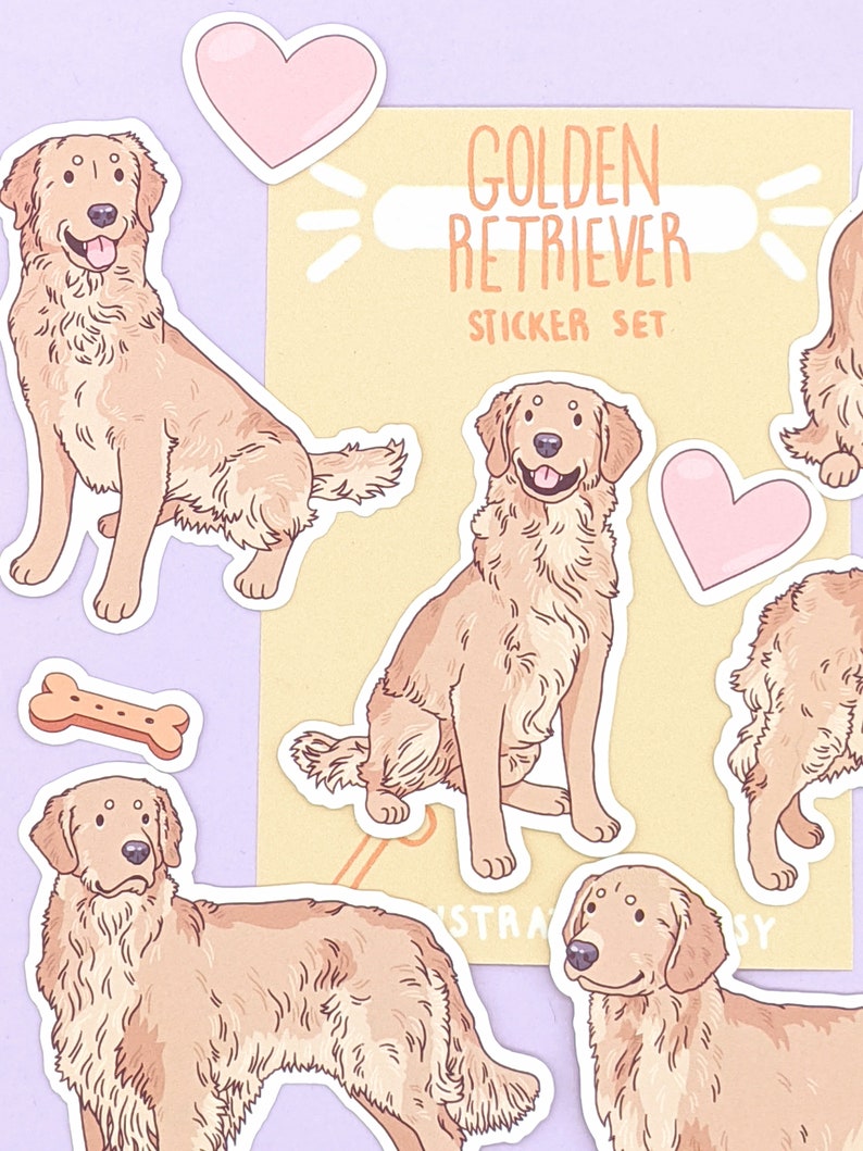 Golden Retriever Stickers Cute Retriever Sticker Pack Cute Stickers Dog Sticker Set
