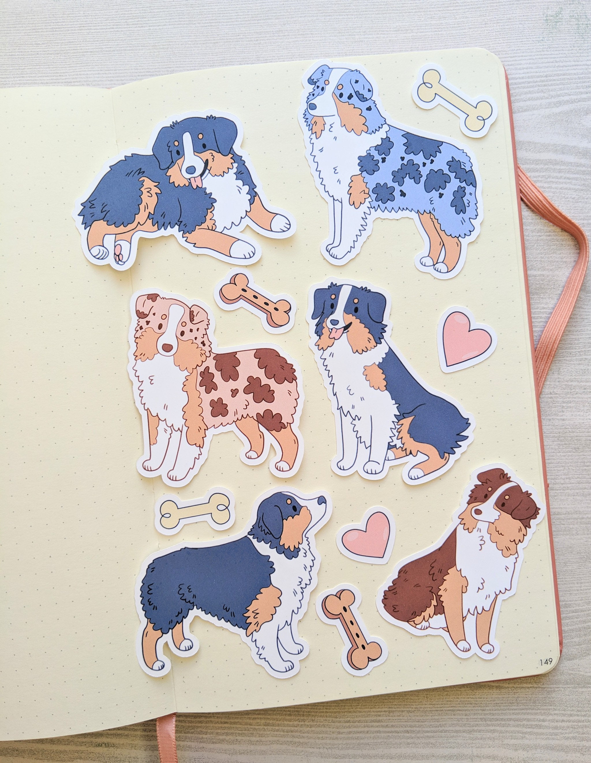 Miniatuurstickers Amerikaanse herder - miniatuurstickerset Australische herder - hondenstickers - Mini Aussie