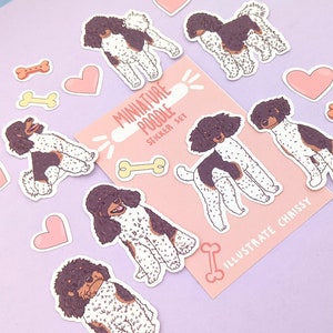 Miniature Poodle Stickers - Cute Dog Sticker Set - Phantom Parti Mini Poodles