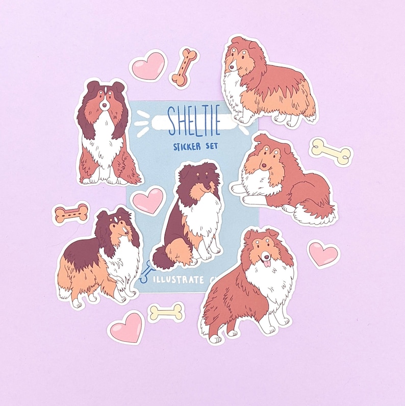 Dog Stickers Shetland Sheepdog Stickers Sheltie Sticker Set