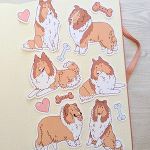 Set di adesivi carini Collie - Adesivi Rough Collie - Adesivi per cani dei cartoni animati