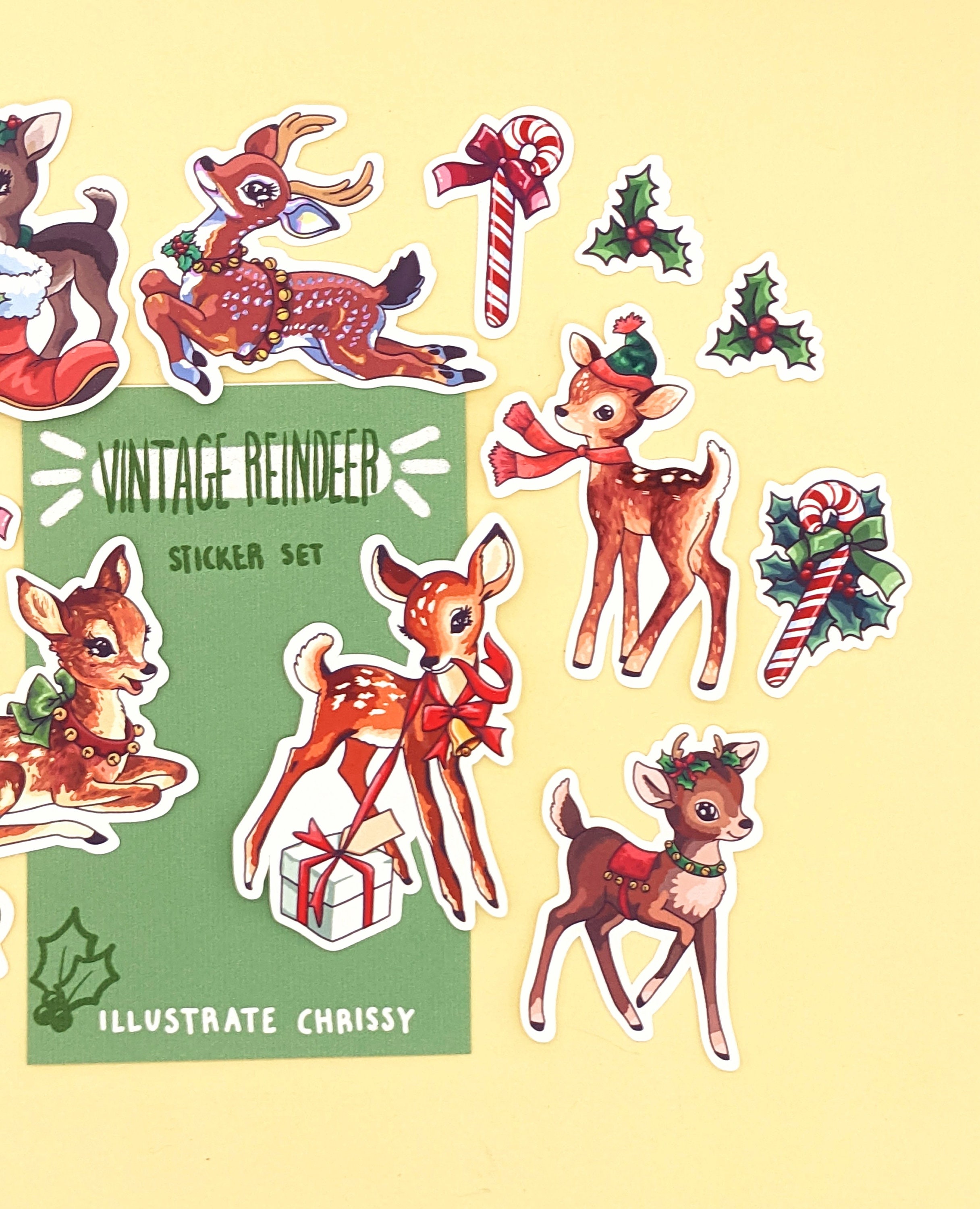 Reineer R Sticker Vintage Reindeer Sticker Set (small) - Retro Christmas Stickers - Etsy