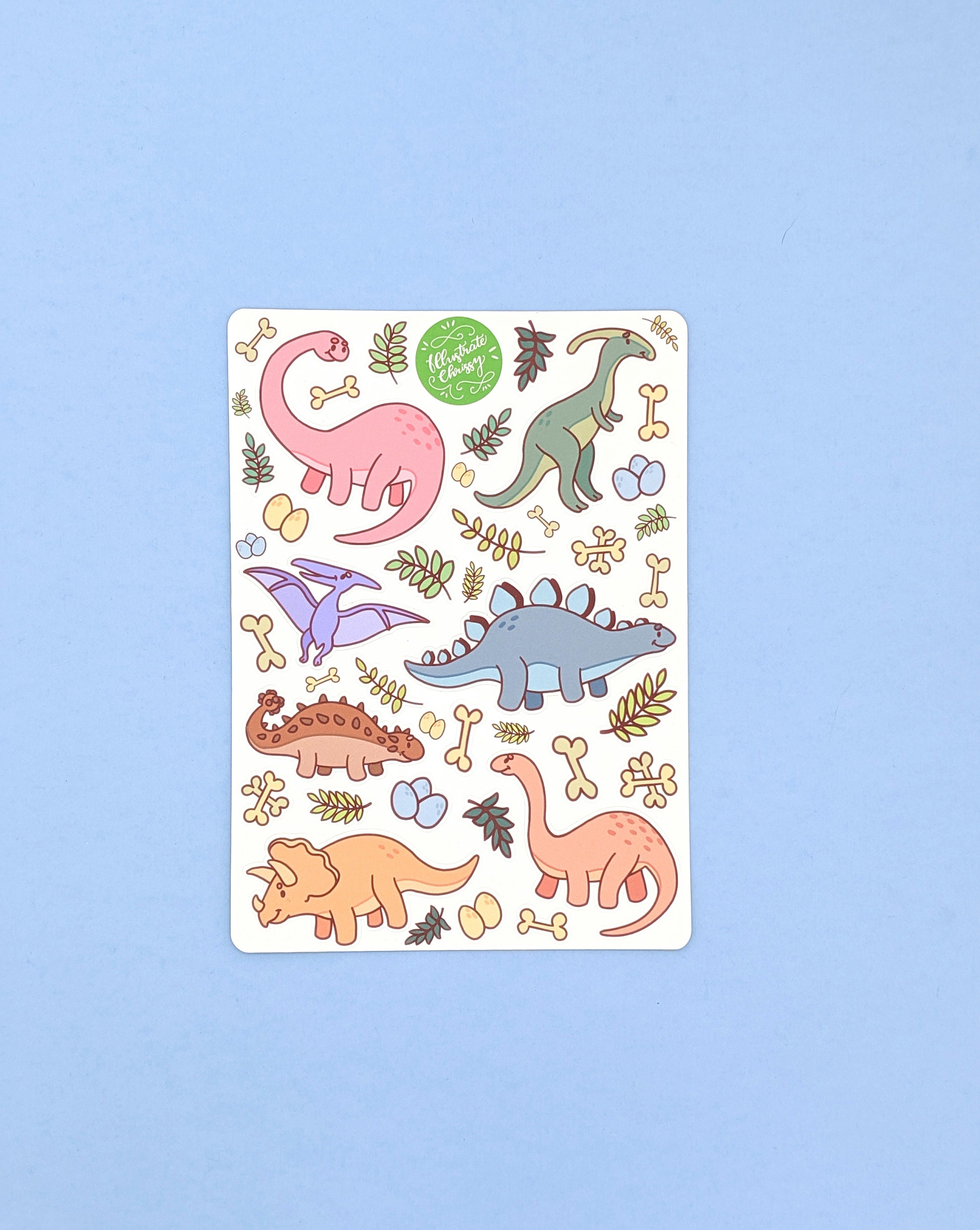 Dino stickers. Dinosaur hand painted collection (1980808)