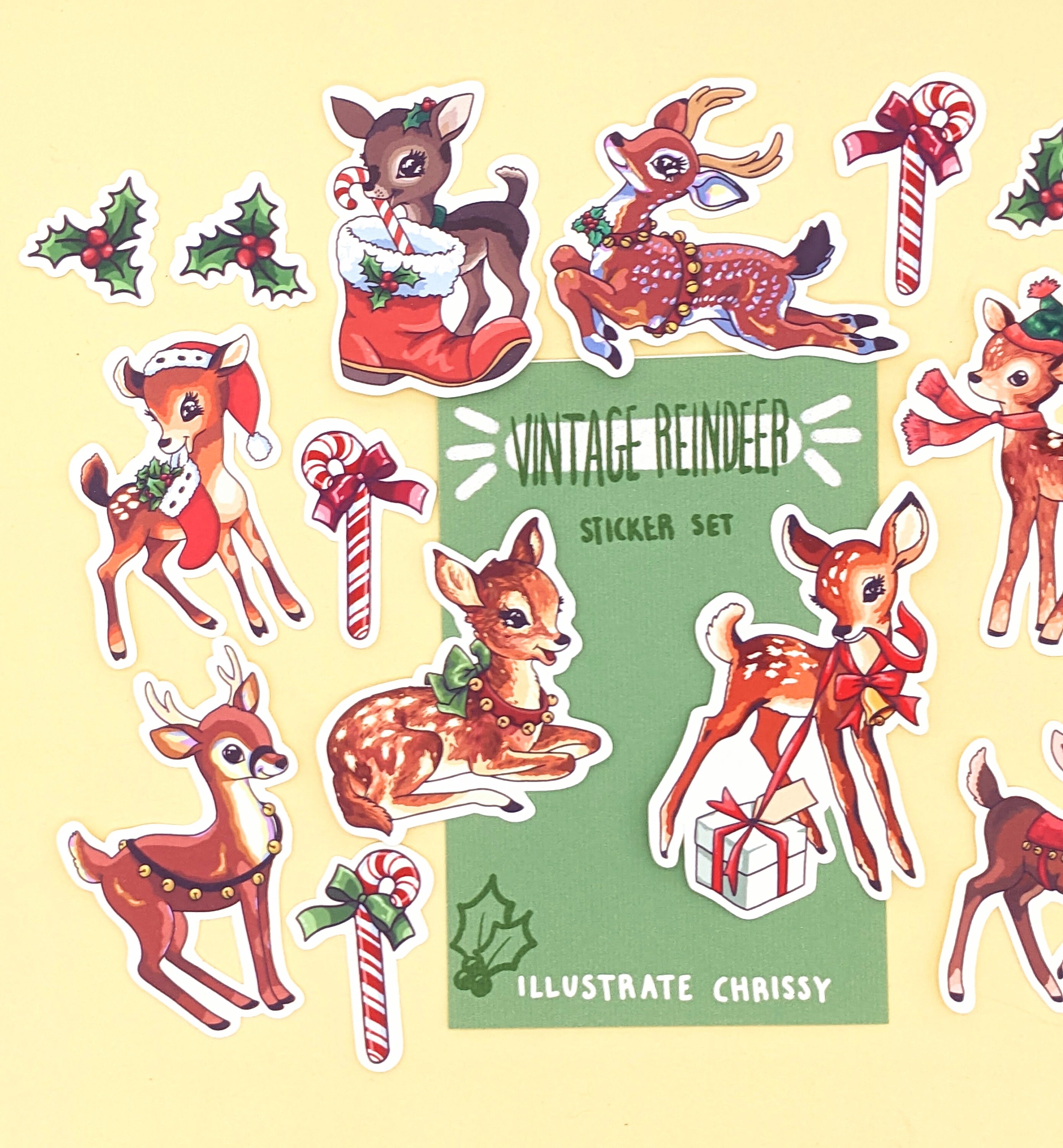 Reineer R Sticker Vintage Reindeer Sticker Set (small) - Retro Christmas Stickers - Etsy