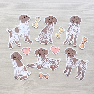 Niedliche German Pointer Aufkleber - Kurzhaar Pointer - Niedliche Hundeaufkleber Set - Niedliche Jagdhund Aufkleber - Niedliche Sticker Set