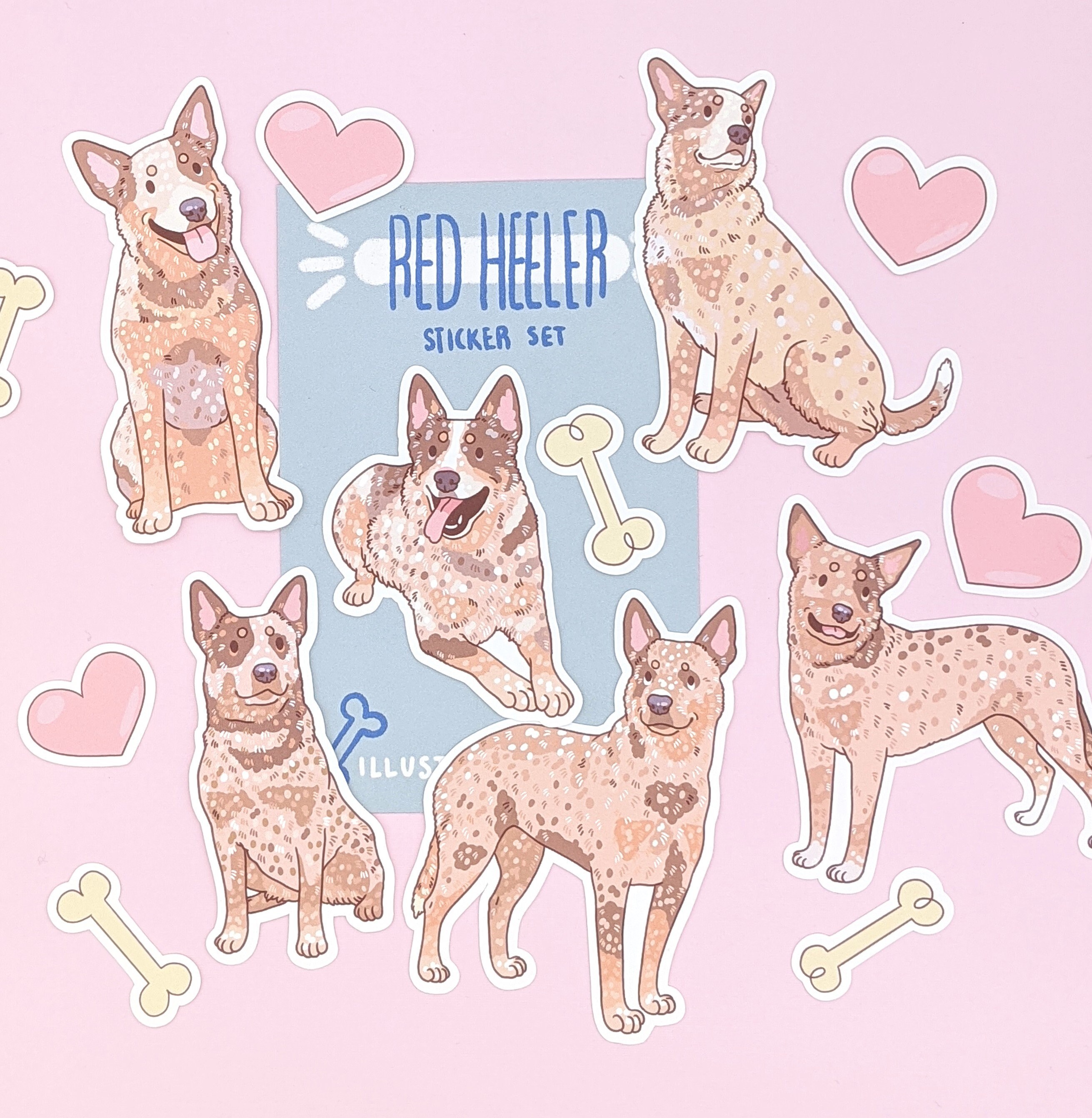 Red Heeler Stickers - Red Australian Cattle Dog Stickers - Cute Dog ...