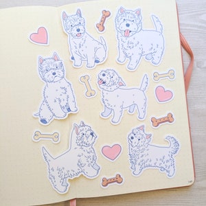 Cute Westie Stickers - West Highland Terrier Sticker Set - Westie Stickers - Dog Stickers - Pet Sticker