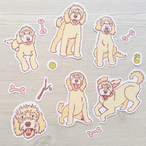 Ensemble d'autocollants Goldendoodle dessin animé mignon