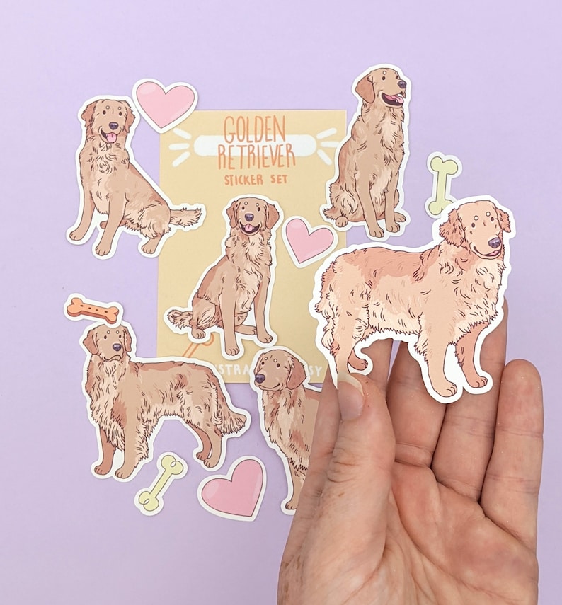 Golden Retriever Stickers Cute Retriever Sticker Pack Cute Stickers Dog Sticker Set