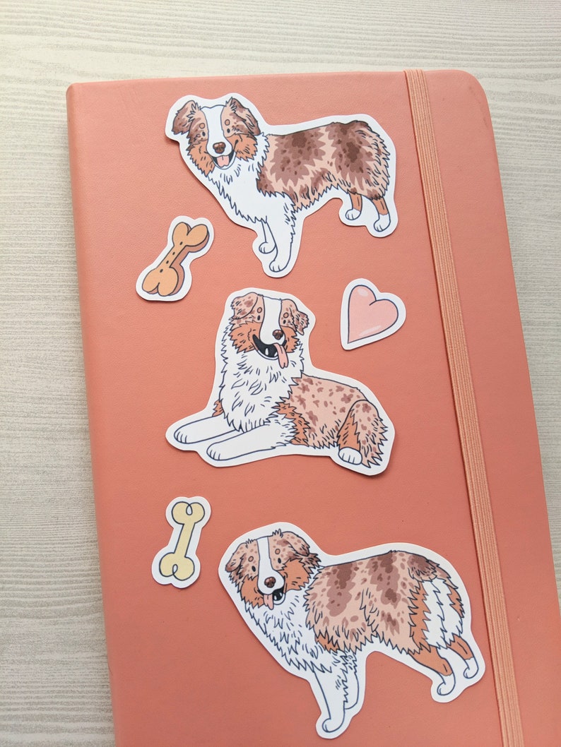Cute Dog Stickers Aussie Stickers Red Merle Aussie Sticker Etsy Hong Kong