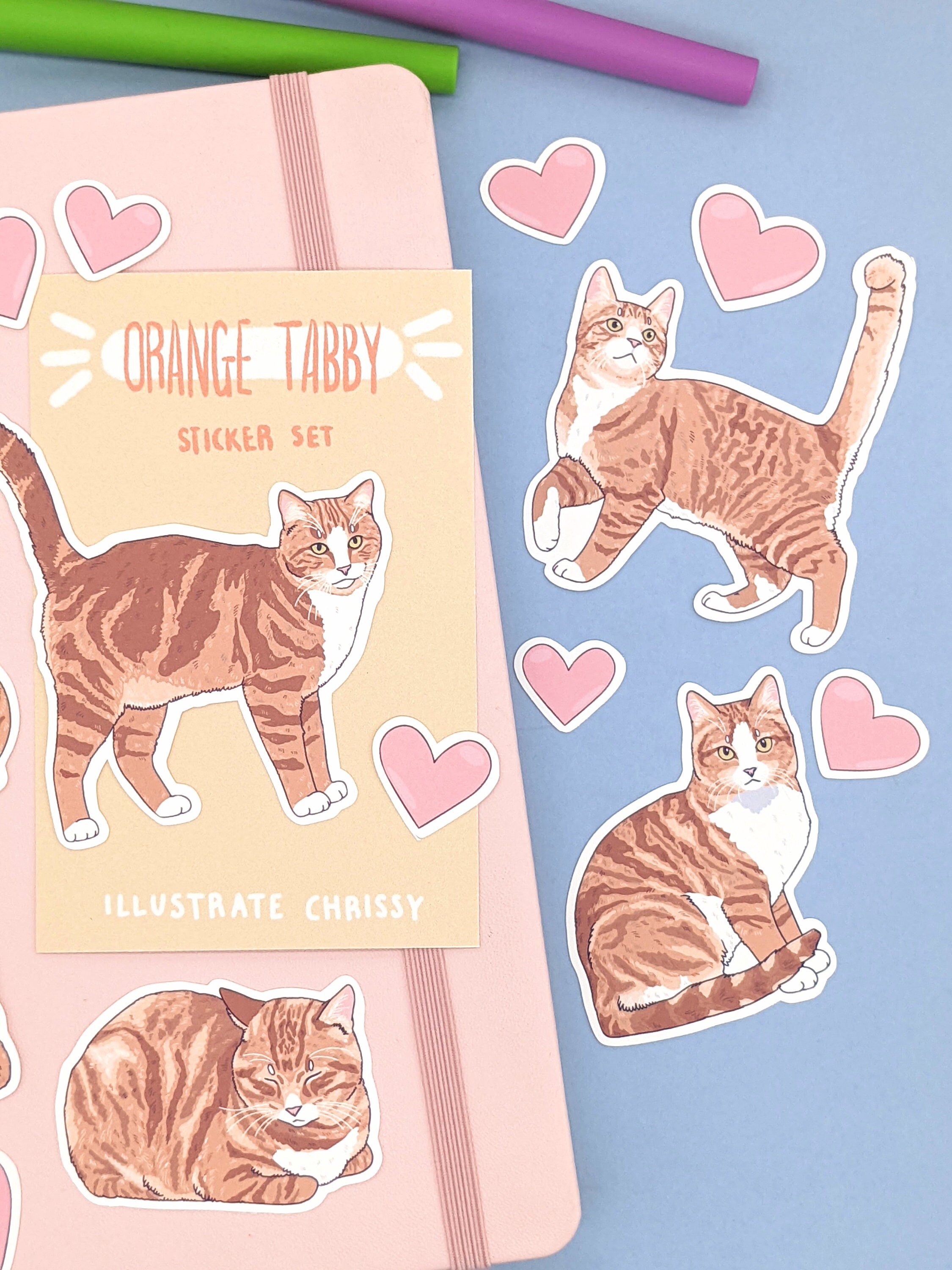 Short Hair Orange and White Tabby Cat Stickers Cat Sticker | Etsy