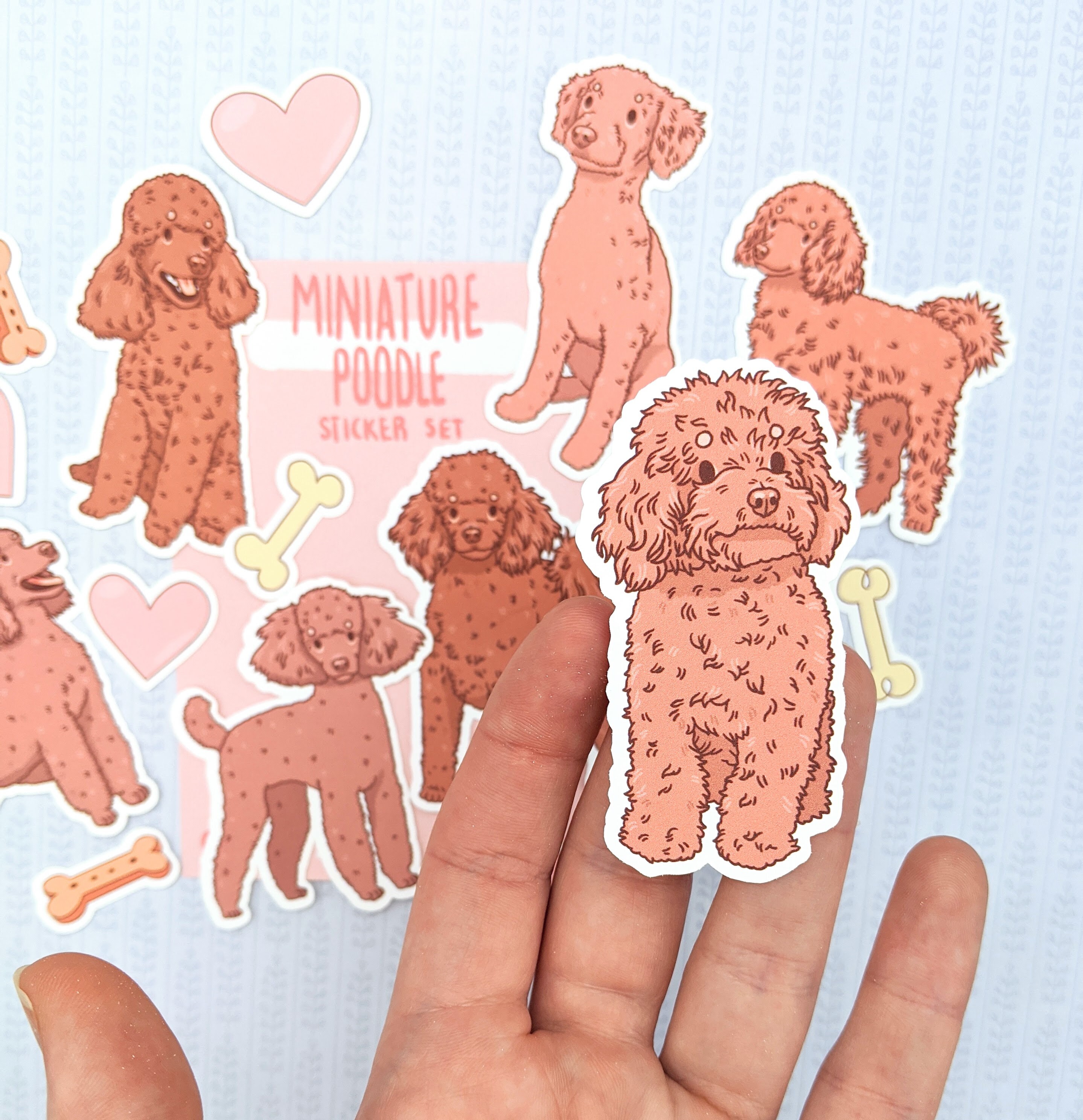 Miniature Poodle Stickers Cute Dog Sticker Set Apricot Red Etsy