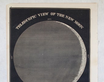 1866 Antiker Astronomiedruck – NEUMOND – Smith's illustrierte Astronomie-Holzschnittgravur