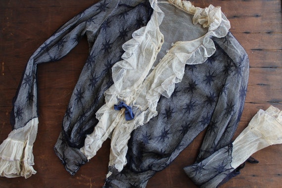 Edwardian Starry Mesh Blouse - Antique Clothing -… - image 1