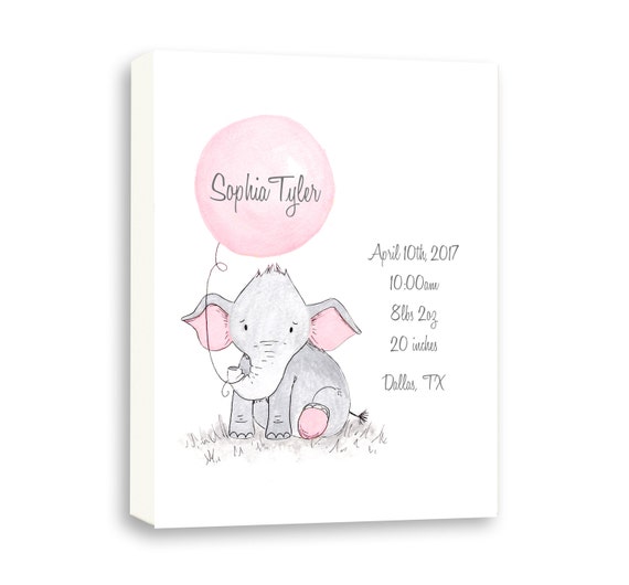Gallery Wrapped Canvas, Custom Birth Stat For Baby Girl, Baby Girl Birth Stat Gift From Godparents, EBE1001C